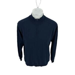 Dunning Golf 1/4 Zip Men Large Wool Navy Blue Long Sleeve Sweater Pullover 58-17